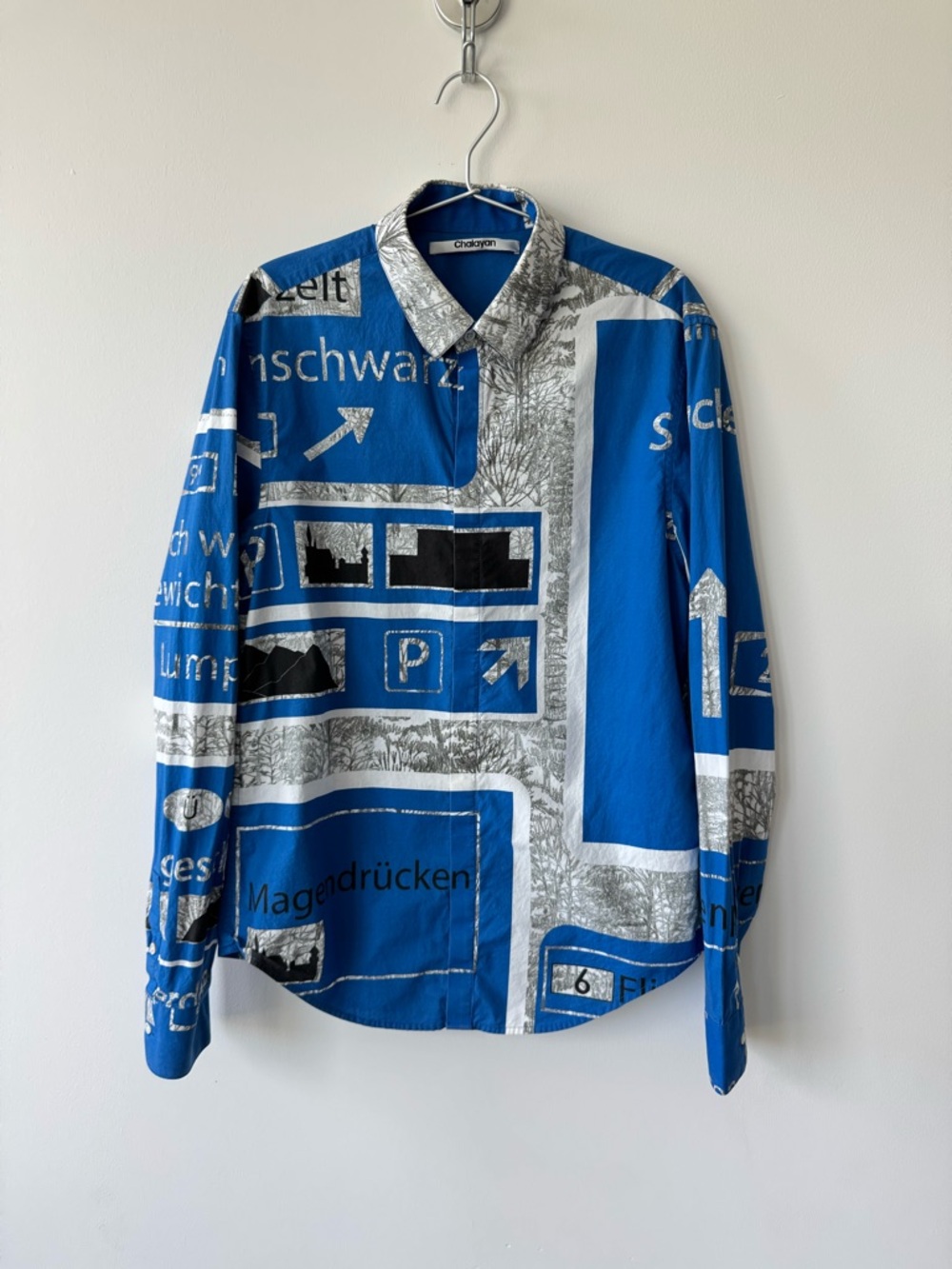 Chalayan Men’s Graphic Print Button Up Shirt FW2016 - Size 48